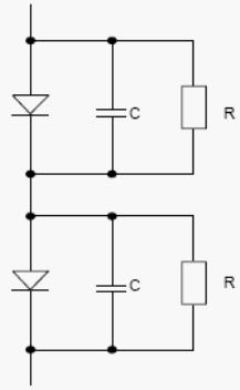 RC-цепь для последовательного включения быстрых диодов