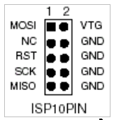 Рисунок  6.2 – Расположение и назначение выводов 10-выв. разъема  ISP-программирования