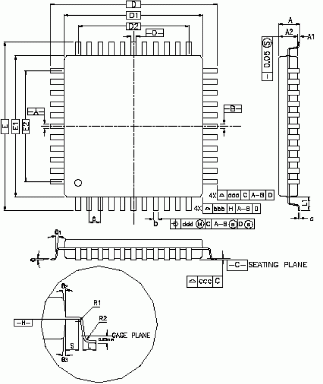 Конструкция 64 и 48-выводных корпусов LQFP