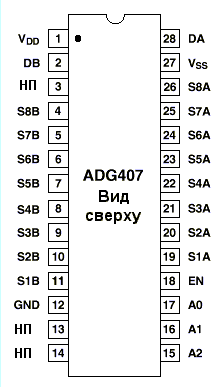 Цоколевка аналоговых мультиплексоров ADG407