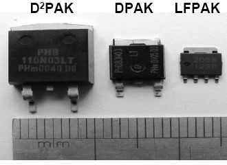 Сравнение размеров корпусов D2PAK, DPAK и LFPAK