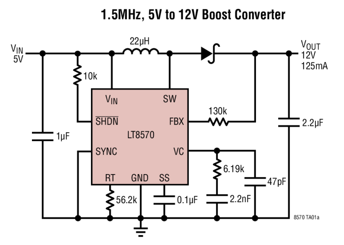 LT8570-1, Повышающий/SEPIC/инвертирующий DC/DC преобразователь с ...